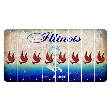 Illinois Abraham Lincoln Cut License Plate Strips (Set of 8) Dove
