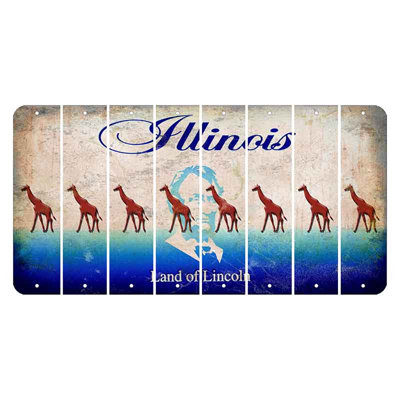 Illinois Abraham Lincoln Cut License Plate Strips (Set of 8) Giraffe