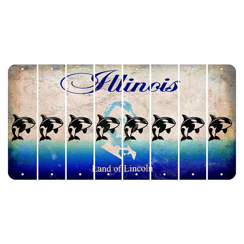 Illinois Abraham Lincoln Cut License Plate Strips (Set of 8) Whale
