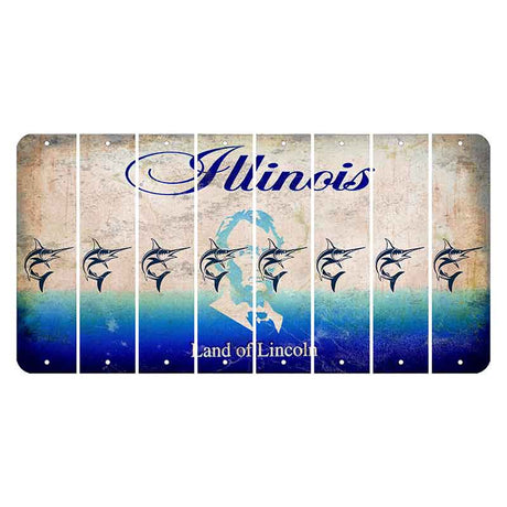 Illinois Abraham Lincoln Cut License Plate Strips (Set of 8) Swordfish