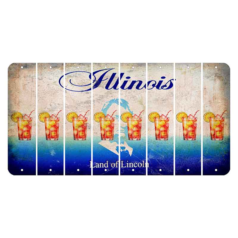 Illinois Abraham Lincoln Cut License Plate Strips (Set of 8) Cocktail