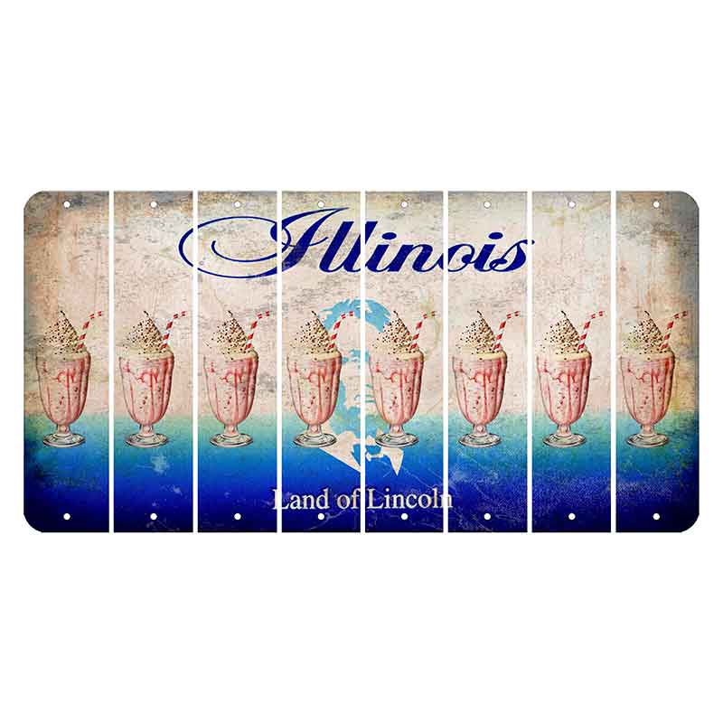 Illinois Abraham Lincoln Cut License Plate Strips (Set of 8) Milkshake