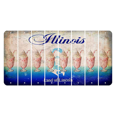Illinois Abraham Lincoln Cut License Plate Strips (Set of 8) Milkshake