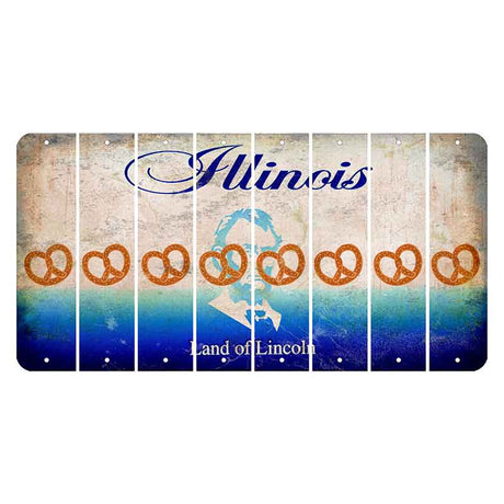 Illinois Abraham Lincoln Cut License Plate Strips (Set of 8) Pretzel