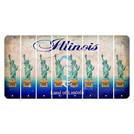 Illinois Abraham Lincoln Cut License Plate Strips (Set of 8) Statue of Liberty