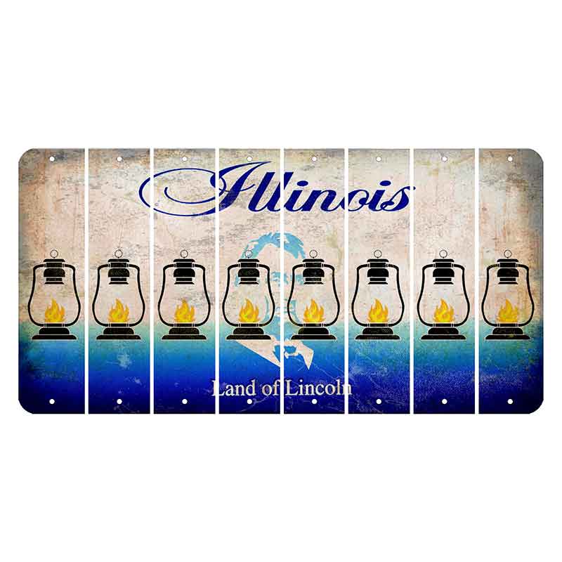 Illinois Abraham Lincoln Cut License Plate Strips (Set of 8) Lantern