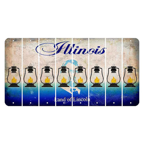 Illinois Abraham Lincoln Cut License Plate Strips (Set of 8) Lantern