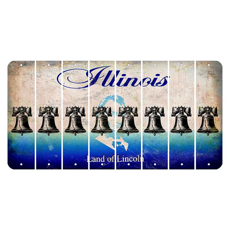 Illinois Abraham Lincoln Cut License Plate Strips (Set of 8) Liberty Bell