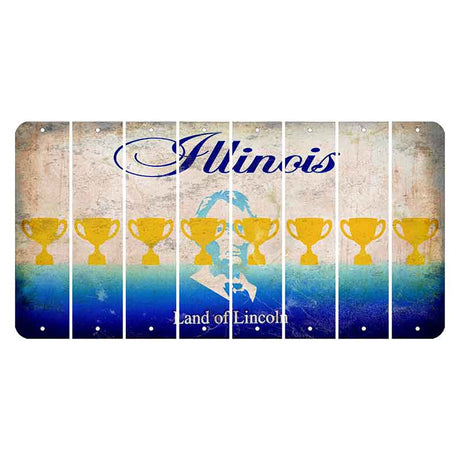 Illinois Abraham Lincoln Cut License Plate Strips (Set of 8) Trophy