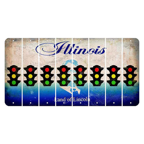 Illinois Abraham Lincoln Cut License Plate Strips (Set of 8) Traffic Light
