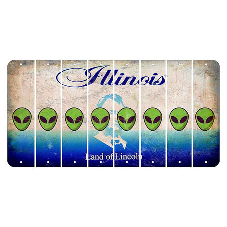 Illinois Abraham Lincoln Cut License Plate Strips (Set of 8) Alien