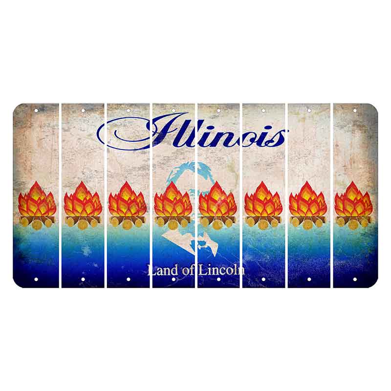 Illinois Abraham Lincoln Cut License Plate Strips (Set of 8) Campfire