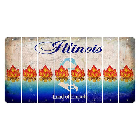Illinois Abraham Lincoln Cut License Plate Strips (Set of 8) Campfire