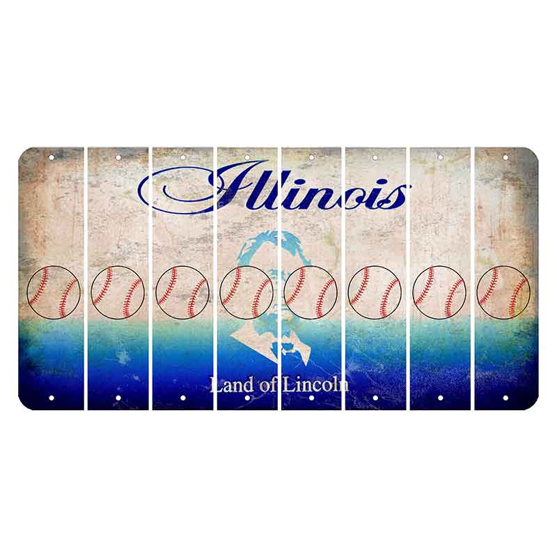 Illinois Abraham Lincoln Cut License Plate Strips (Set of 8) Baseball