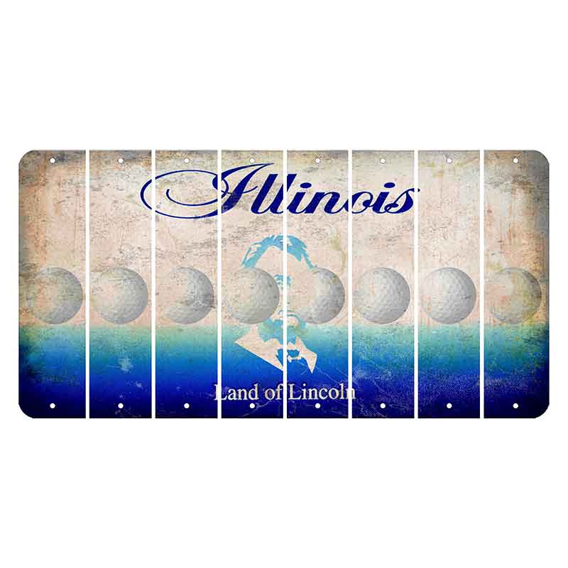 Illinois Abraham Lincoln Cut License Plate Strips (Set of 8) Golfball