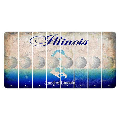 Illinois Abraham Lincoln Cut License Plate Strips (Set of 8) Golfball