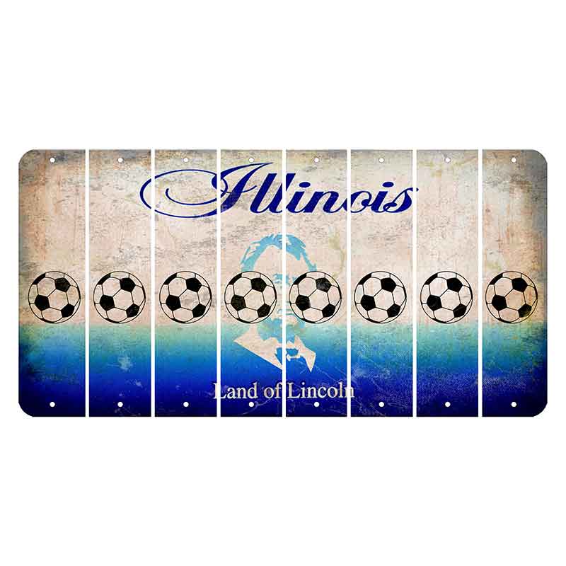 Illinois Abraham Lincoln Cut License Plate Strips (Set of 8) Soccerball