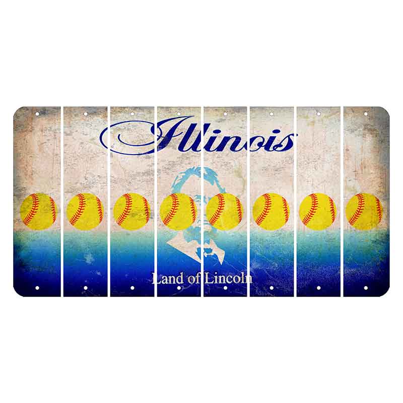 Illinois Abraham Lincoln Cut License Plate Strips (Set of 8) Softball