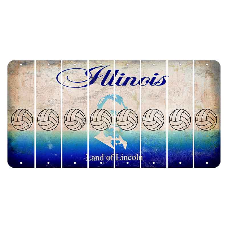 Illinois Abraham Lincoln Cut License Plate Strips (Set of 8) Volleyball