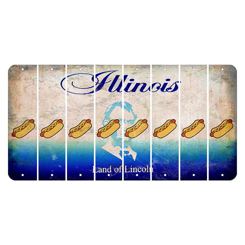 Illinois Abraham Lincoln Cut License Plate Strips (Set of 8) Hotdog