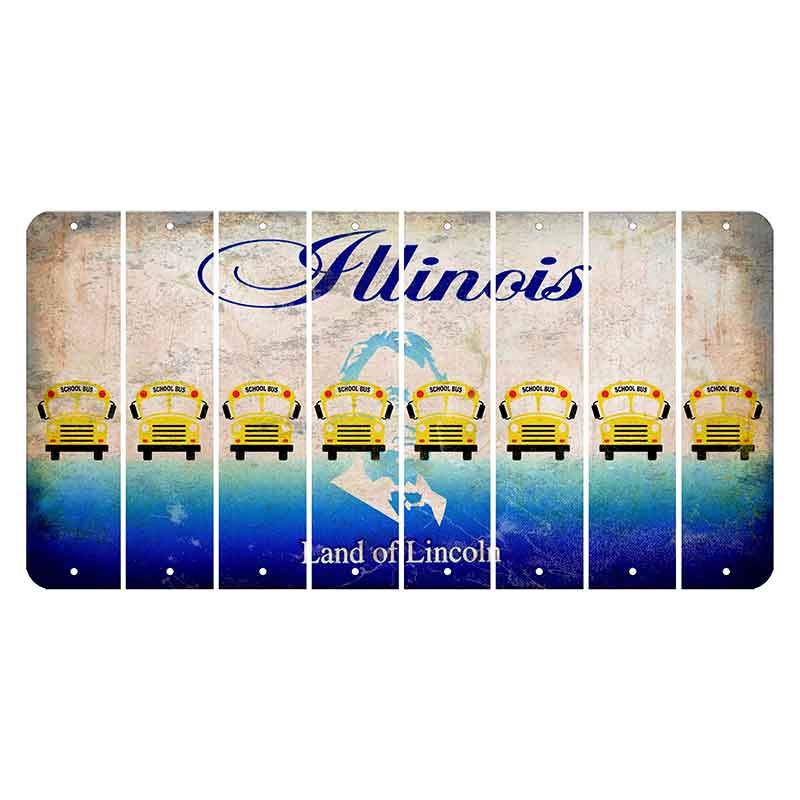 Illinois Abraham Lincoln Cut License Plate Strips (Set of 8) School Bus