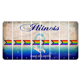 Illinois Abraham Lincoln Cut License Plate Strips (Set of 8) LGBTQ Flag
