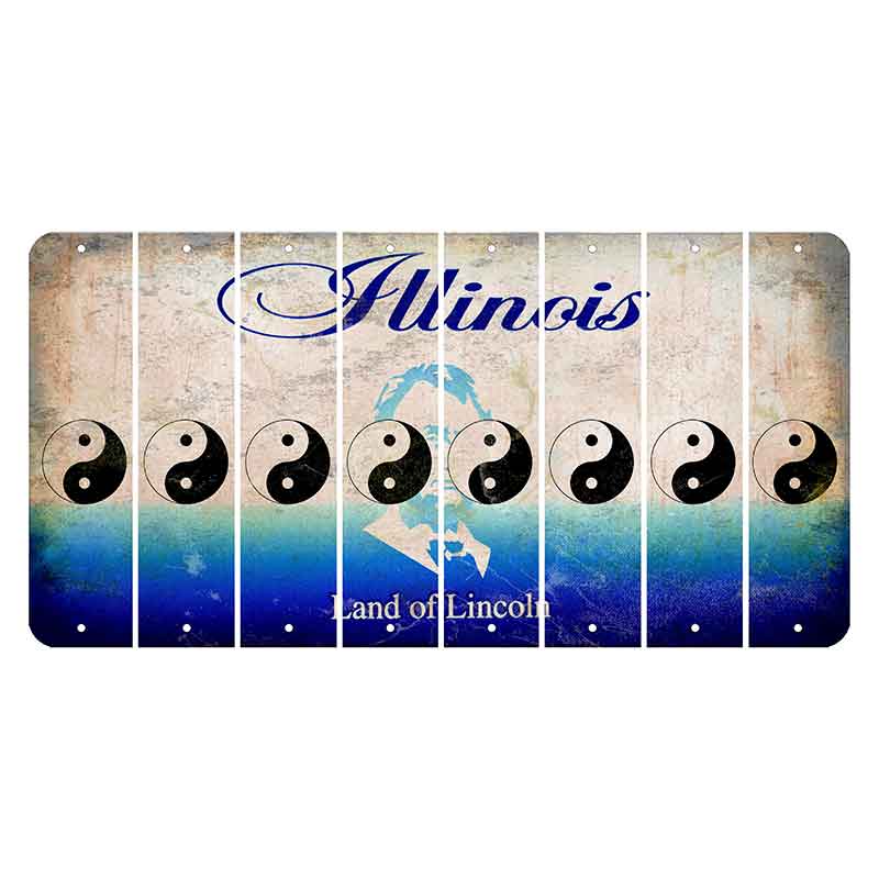 Illinois Abraham Lincoln Cut License Plate Strips (Set of 8) Yin Yang