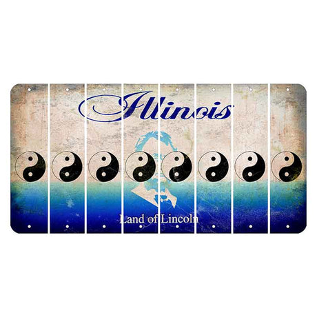 Illinois Abraham Lincoln Cut License Plate Strips (Set of 8) Yin Yang