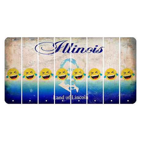 Illinois Abraham Lincoln Cut License Plate Strips (Set of 8) Emoji - Laughing