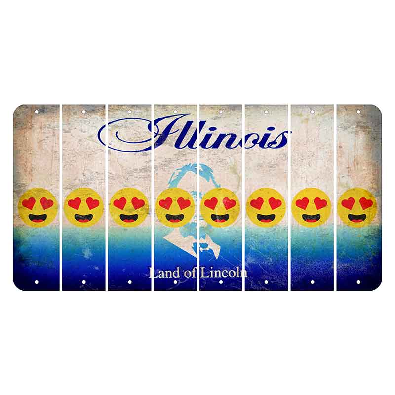 Illinois Abraham Lincoln Cut License Plate Strips (Set of 8) Emoji - Heart Eyes