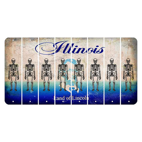 Illinois Abraham Lincoln Cut License Plate Strips (Set of 8) Skeleton