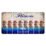 Illinois Abraham Lincoln Cut License Plate Strips (Set of 8) Seahorse