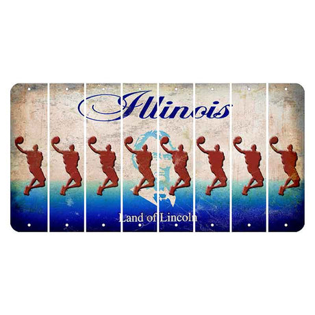 Illinois Abraham Lincoln Cut License Plate Strips (Set of 8) Basketball Player