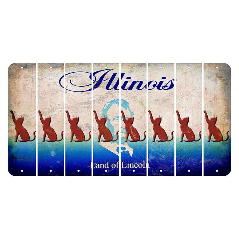 Illinois Abraham Lincoln Cut License Plate Strips (Set of 8) Cat