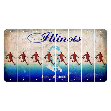 Illinois Abraham Lincoln Cut License Plate Strips (Set of 8) Soccer Player