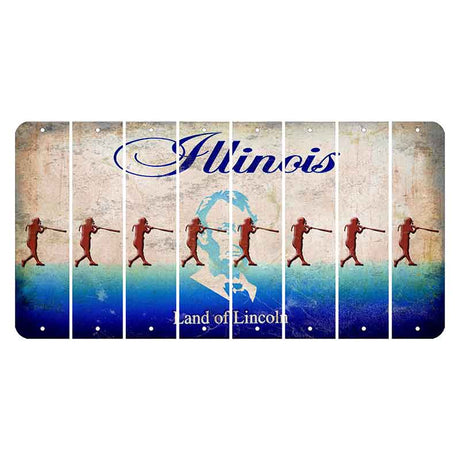 Illinois Abraham Lincoln Cut License Plate Strips (Set of 8) Softball Batter
