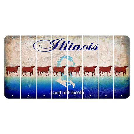 Illinois Abraham Lincoln Cut License Plate Strips (Set of 8) Dairy Cow
