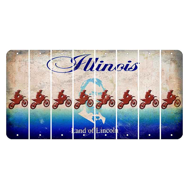 Illinois Abraham Lincoln Cut License Plate Strips (Set of 8) Dirtbike Rider