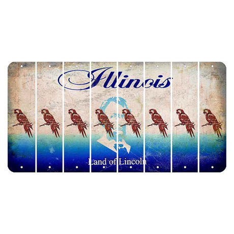 Illinois Abraham Lincoln Cut License Plate Strips (Set of 8) Parrot