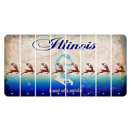 Illinois Abraham Lincoln Cut License Plate Strips (Set of 8) Reindeer