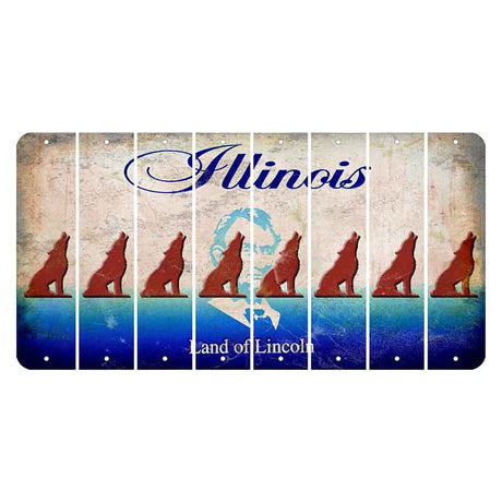 Illinois Abraham Lincoln Cut License Plate Strips (Set of 8) Howling Wolf
