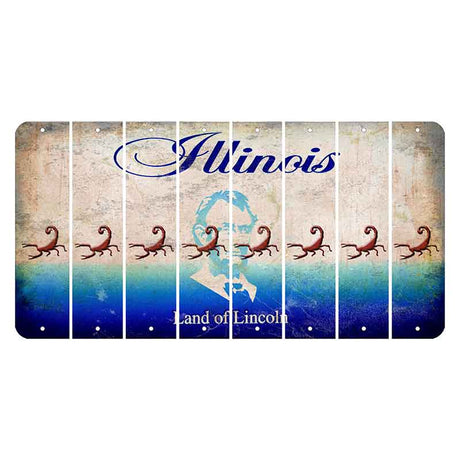 Illinois Abraham Lincoln Cut License Plate Strips (Set of 8) Scorpion