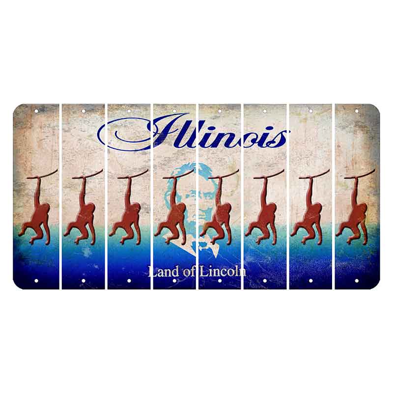 Illinois Abraham Lincoln Cut License Plate Strips (Set of 8) Monkey