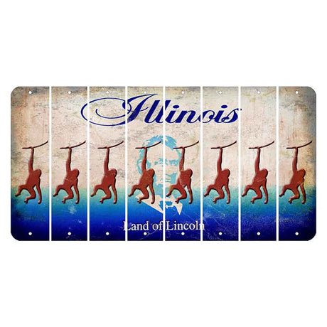 Illinois Abraham Lincoln Cut License Plate Strips (Set of 8) Monkey