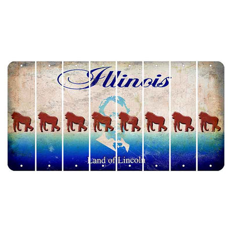 Illinois Abraham Lincoln Cut License Plate Strips (Set of 8) Gorilla