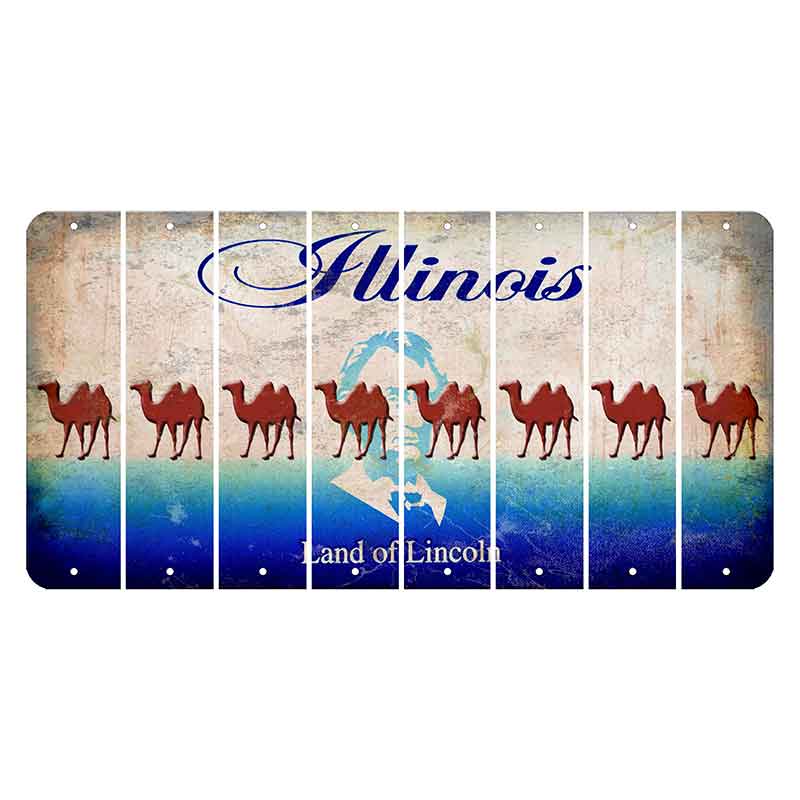 Illinois Abraham Lincoln Cut License Plate Strips (Set of 8) Camel