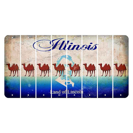 Illinois Abraham Lincoln Cut License Plate Strips (Set of 8) Camel