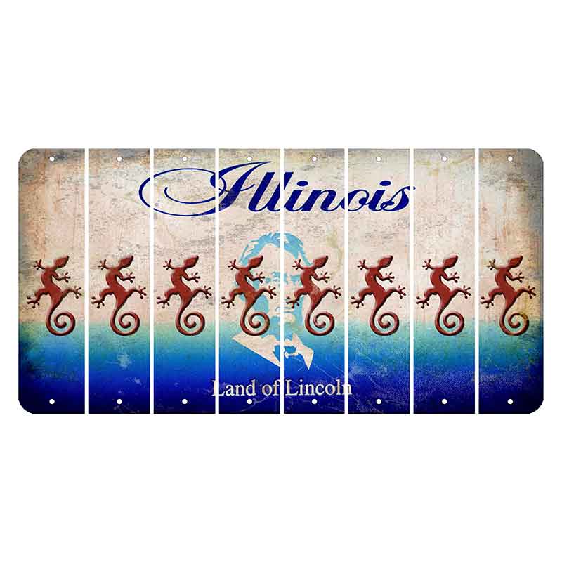 Illinois Abraham Lincoln Cut License Plate Strips (Set of 8) Gecko