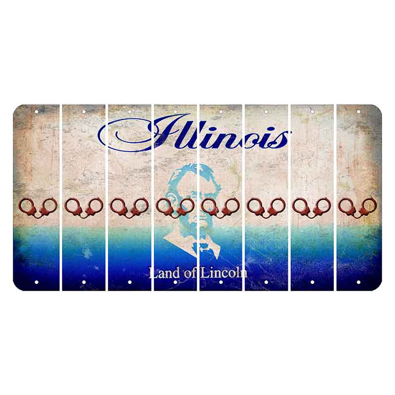 Illinois Abraham Lincoln Cut License Plate Strips (Set of 8) Handcuffs