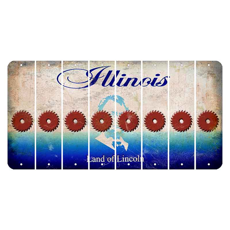 Illinois Abraham Lincoln Cut License Plate Strips (Set of 8) Saw Blade